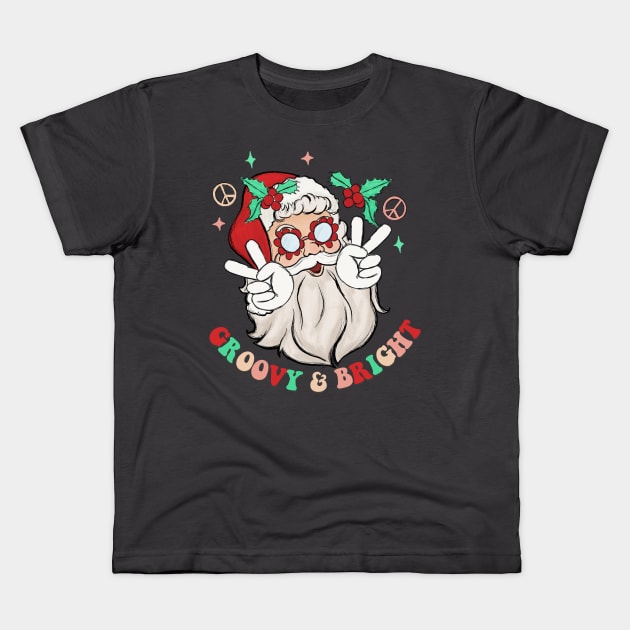 Groovy and Bright Santa Kids T-Shirt by Nova Studio Designs